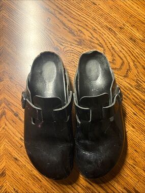 Women’s Rare Patent Leather Black Slip-On Clog Birkenstocks Shoes